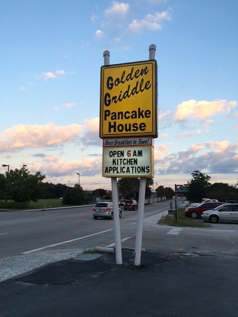 Golden Griddle Pancake House sign on Highway 17 near North Myrtle Beach