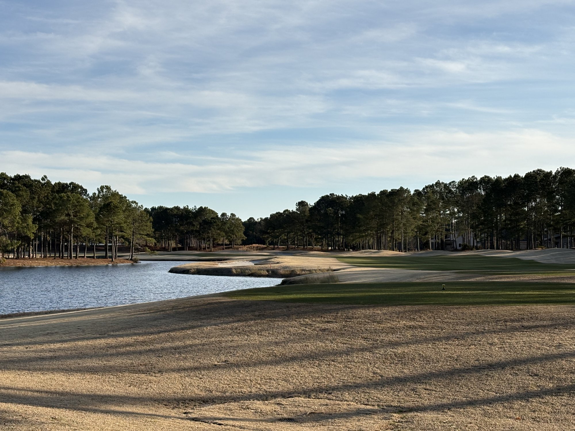 Peninsula fairway along water on the McKay nine at Thistle Golf Club Sunset Beach NC