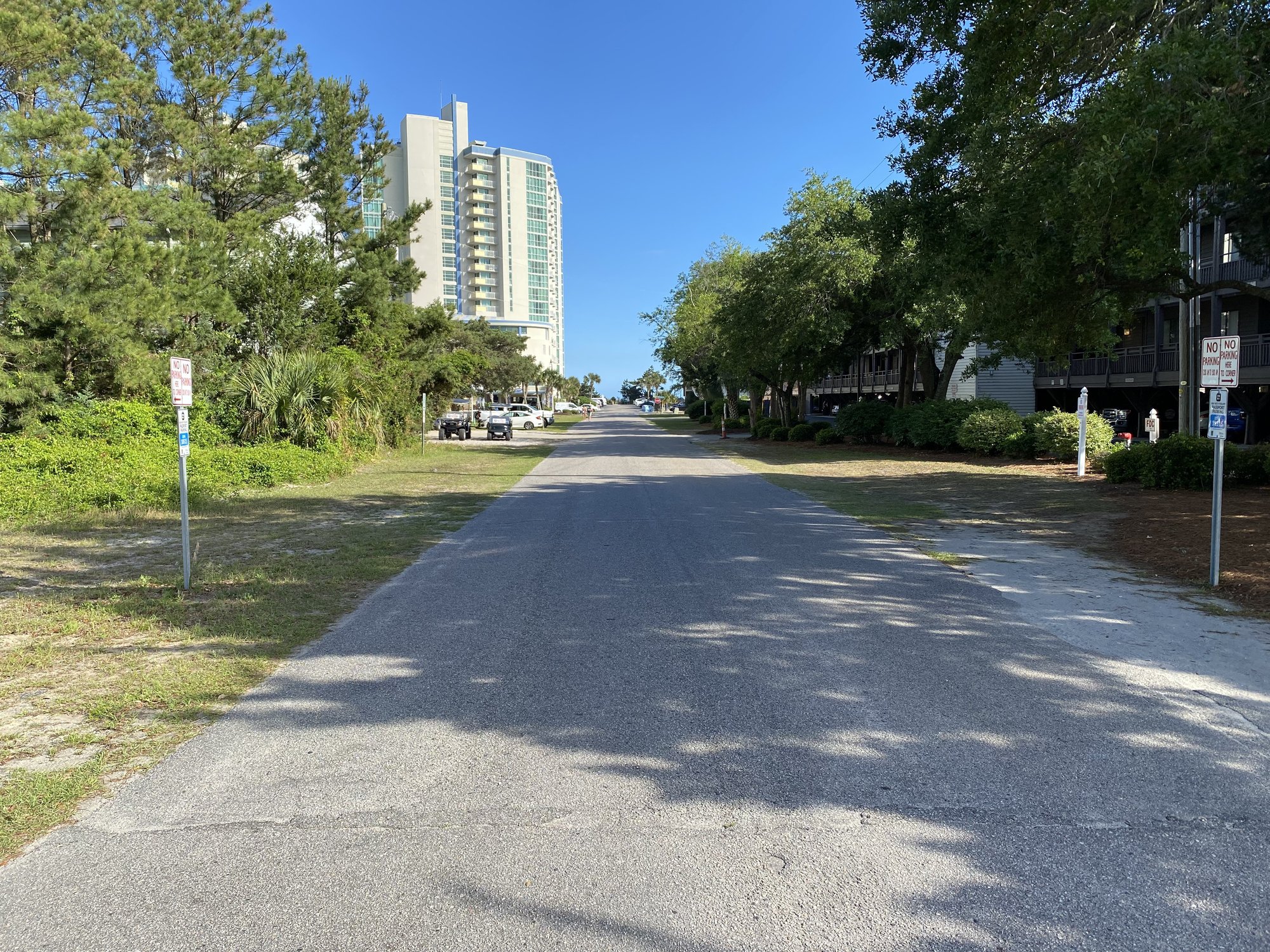 Street view walking toward ocean from Ocean Keyes North Myrtle Beach