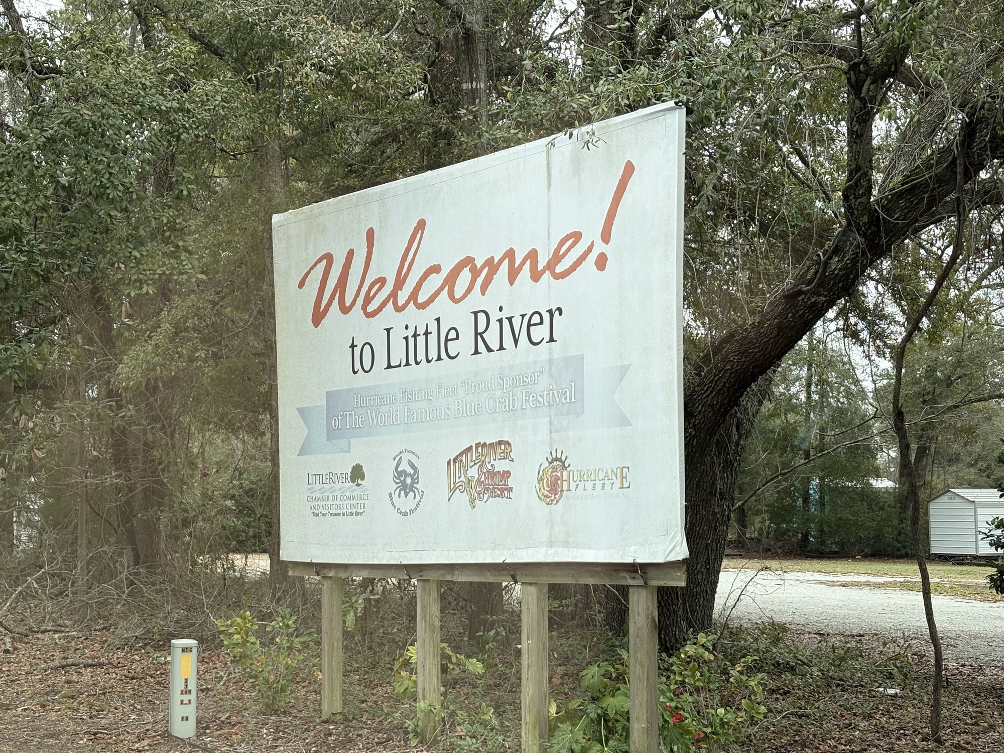 Welcome to Little River sign along the road in Little River SC